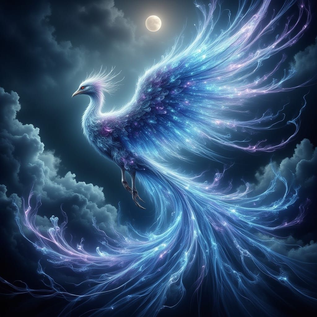 Majestic Lightning Phoenix Soars Through Dusk Sky