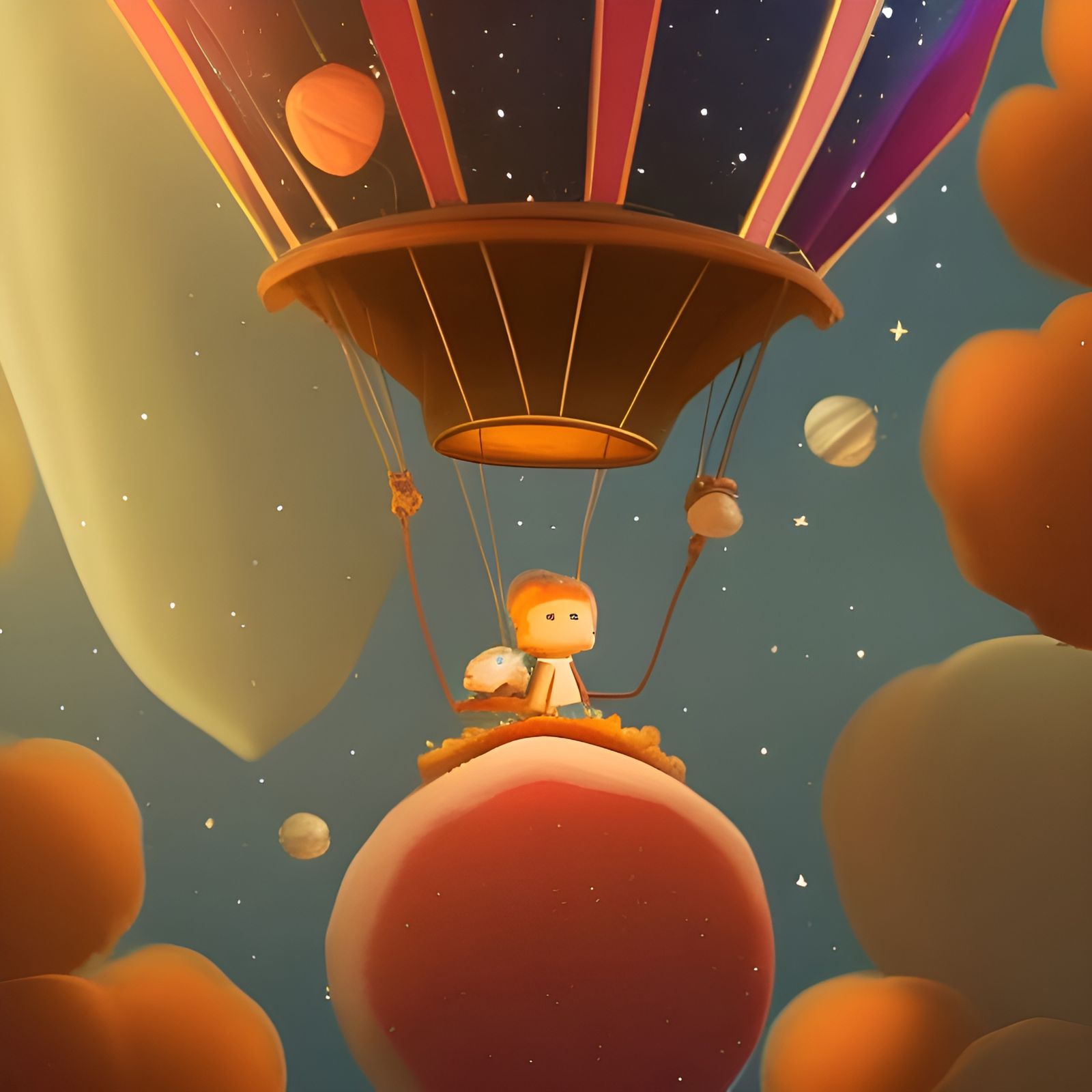 Closeup of an adorable felt hot air balloon