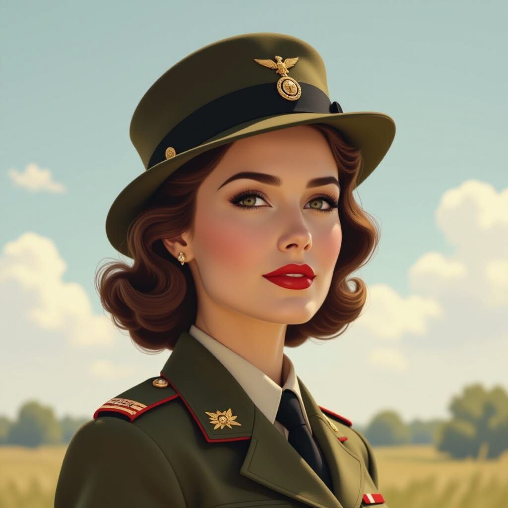 WAAF in 1940s Attire with Cinematic Lighting