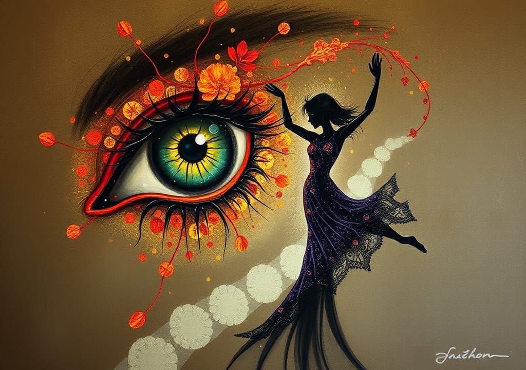 Chromoshadow Dancer in Impasto Trompe L'Oeil Style