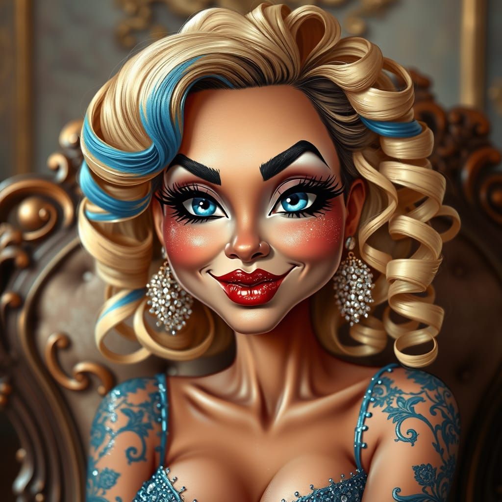 Sultry Puerto Rican Beauty in Realistic Cartoon Style