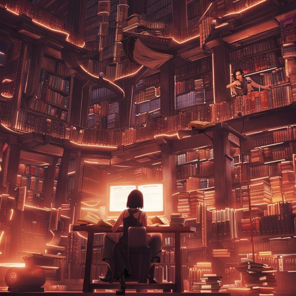 Alita: Angel Reads in Cyberpunk Library