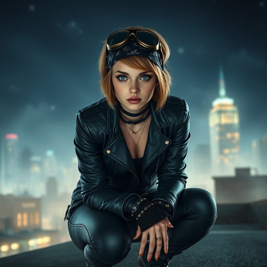 Ethereal Gotham Siren in Leather Jacket