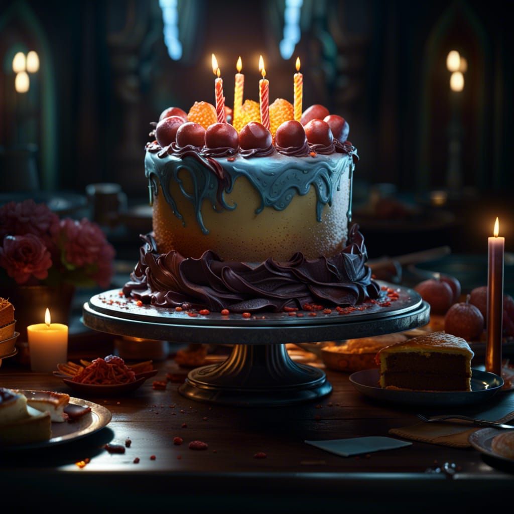 Dark Fantasy Birthday Cake Concept Art