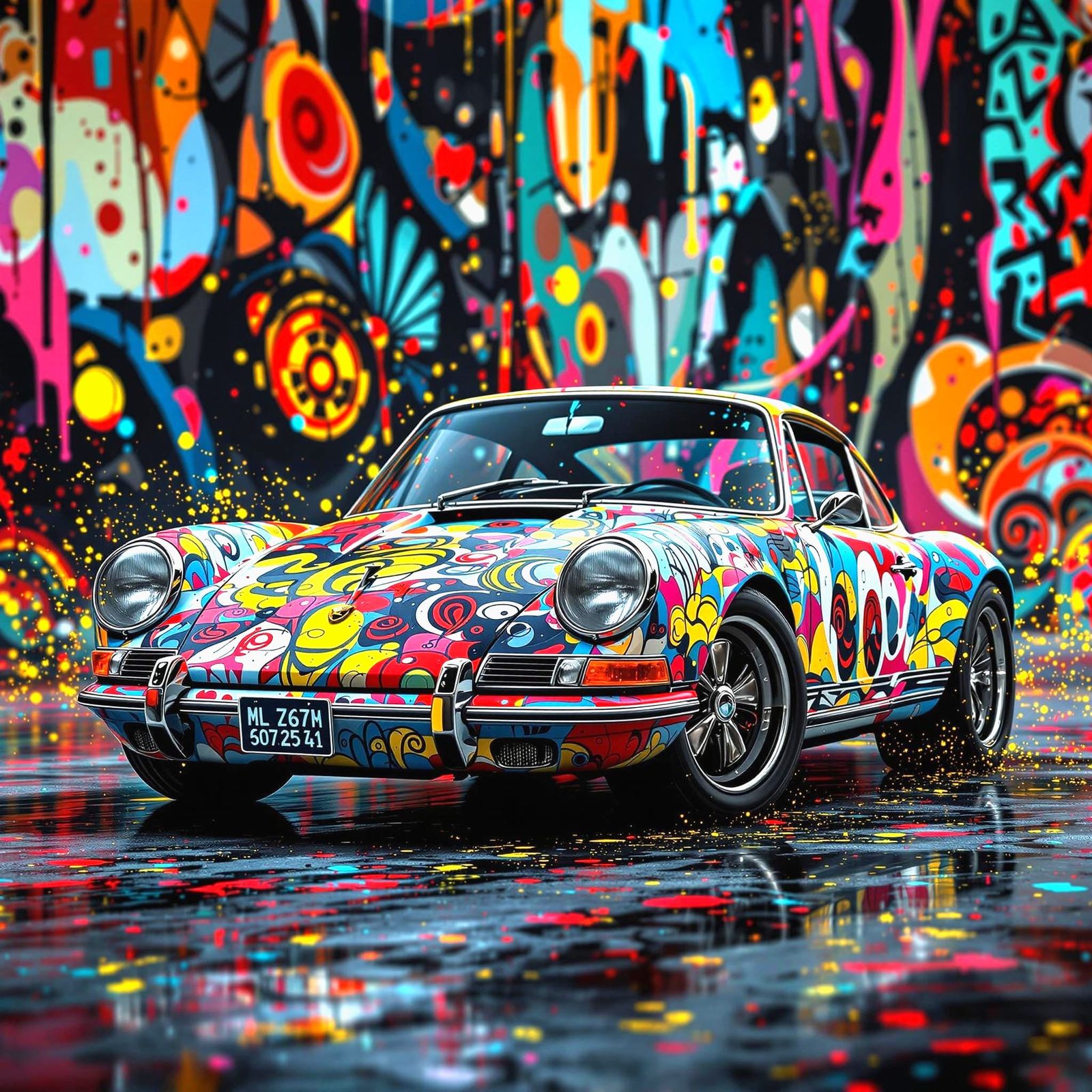Cyberpunk 1965 Porsche 911 in Triadic Colors