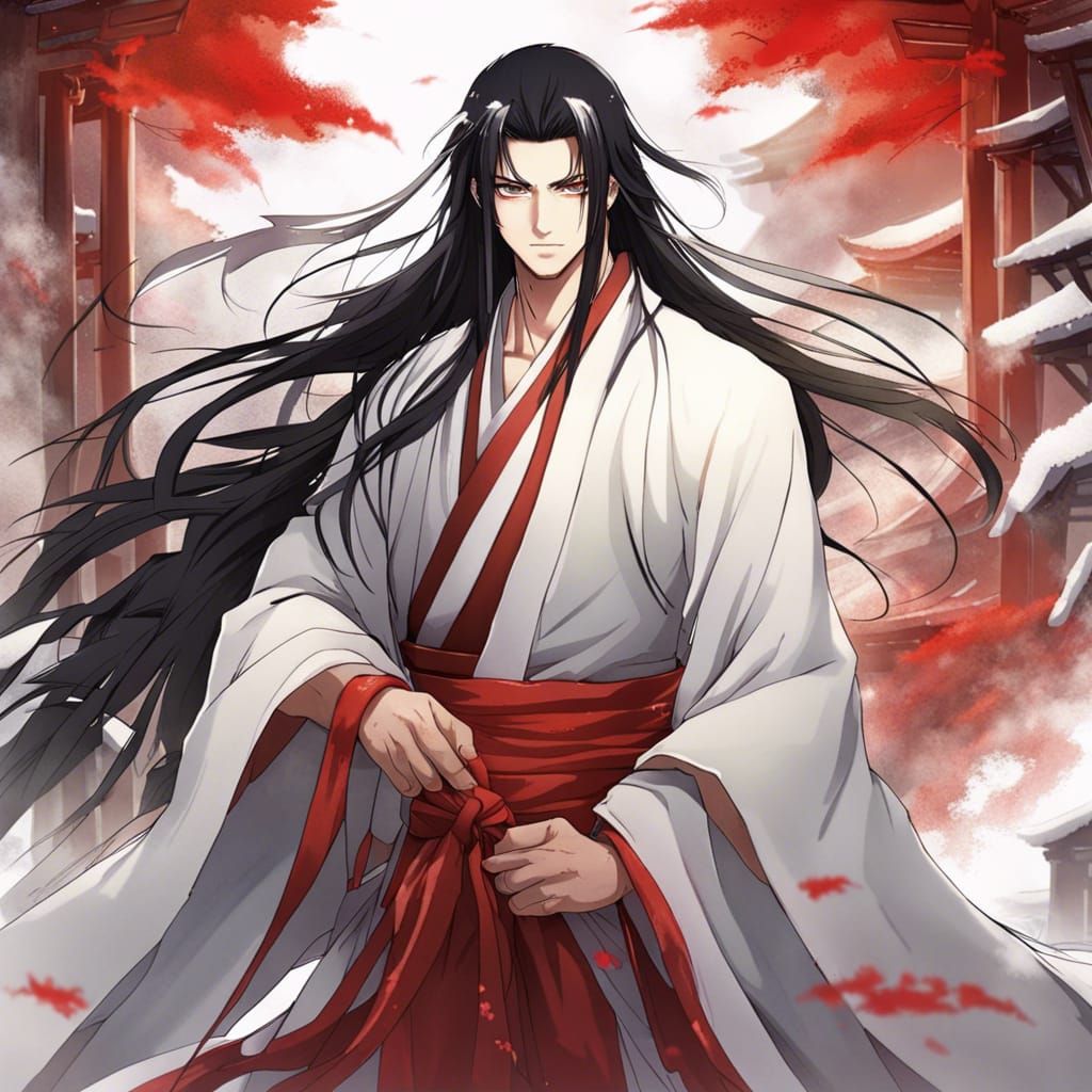 Anime Style Portrait: Handsome Man in Red Robe