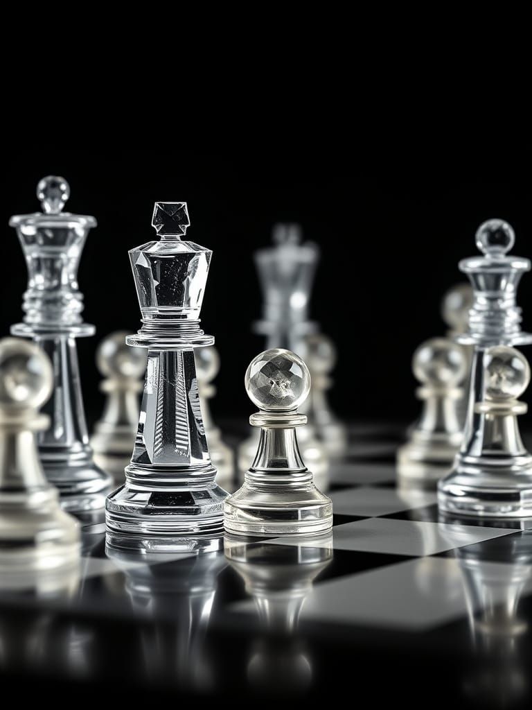 Hyperrealistic Crystal Chess Board Portrait