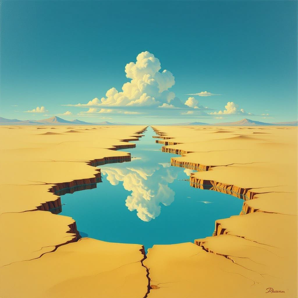 Surreal Mirror Desert Floor Optical Illusion