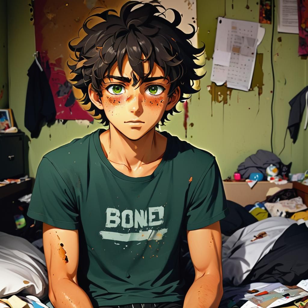 Chiseled Anime Hero in Vibrant, Cel-Shaded Glory