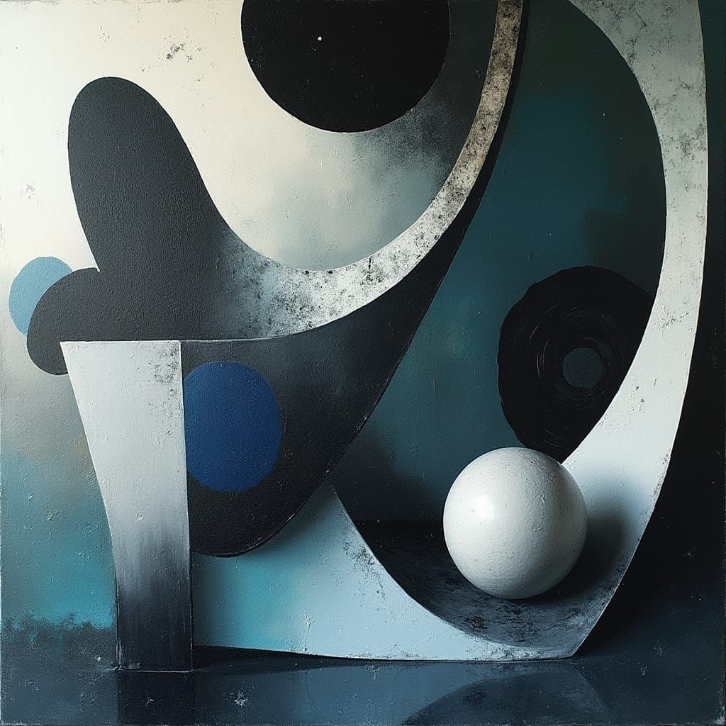 Hyperrealistic Abstract Art in Black and White with Blue and...