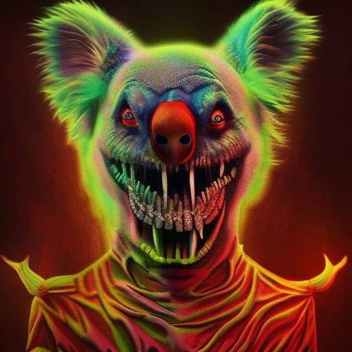 Surreal Satanic Clown Koala Hybrid Digital Art