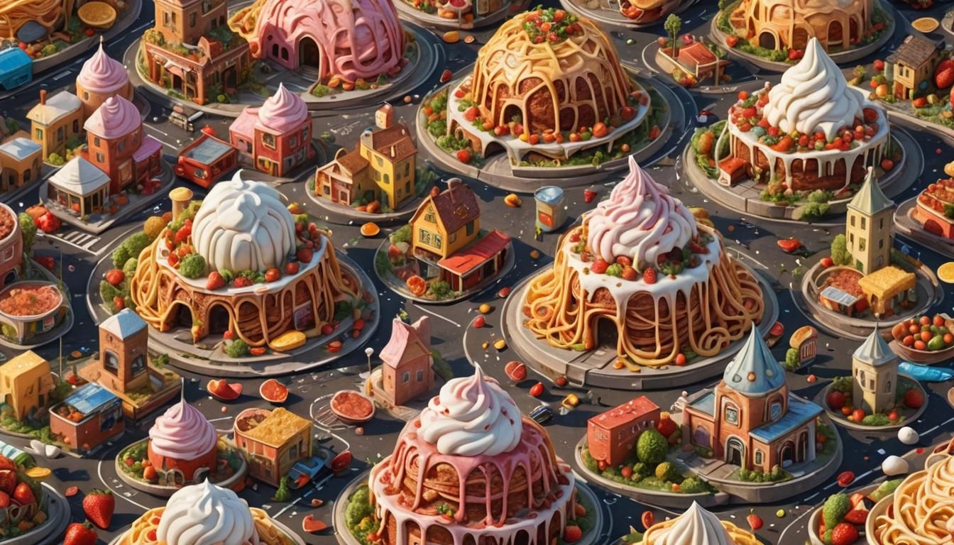 Fantastic Food Worlds in Colorful Illustration