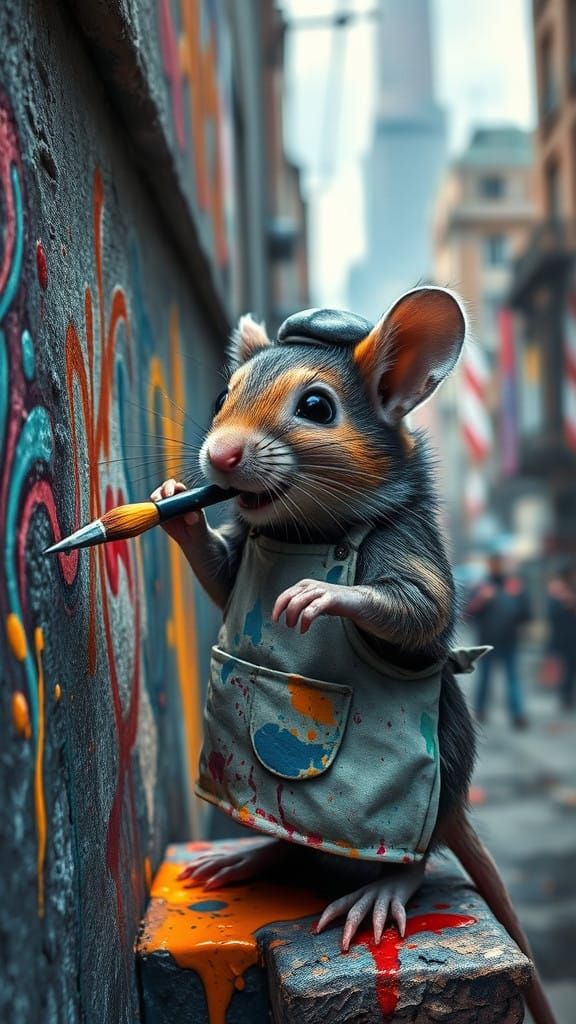 Tiny Mouse Creates Urban Art Masterpiece in Vibrant, Express...