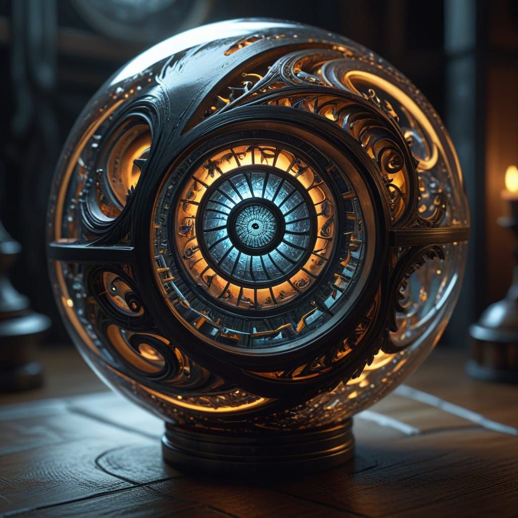 Hyper-Realistic Sphere in Elegant, Dark Fantasy Style