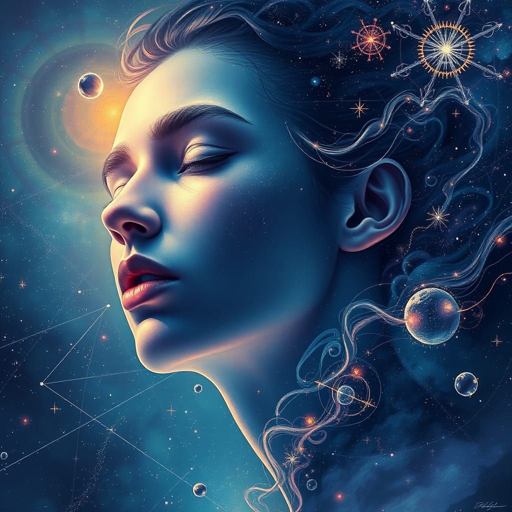 Cosmic Astral Dreamscape in Vibrant Holographic Colors