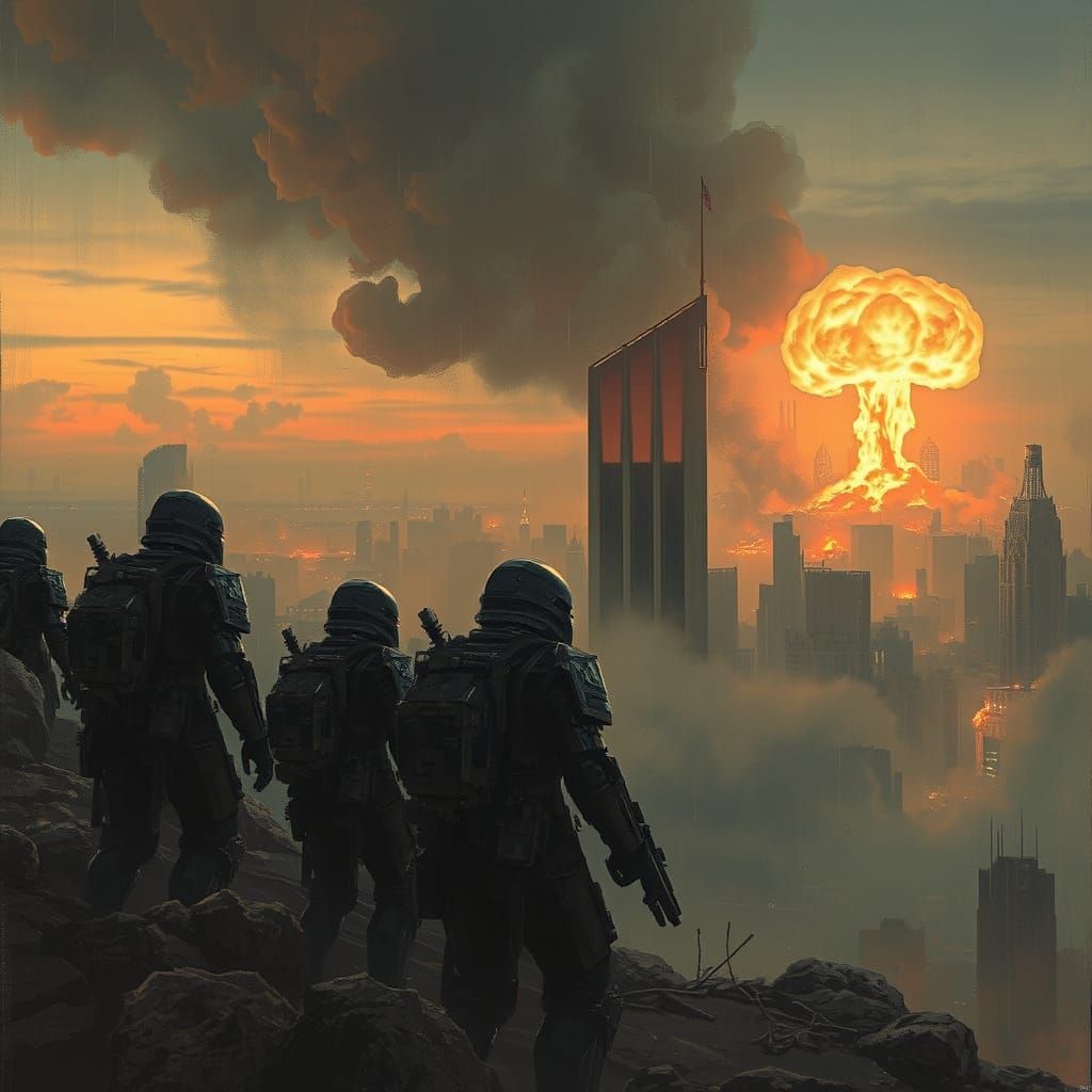 Post-Apocalyptic Cityscape at Dusk