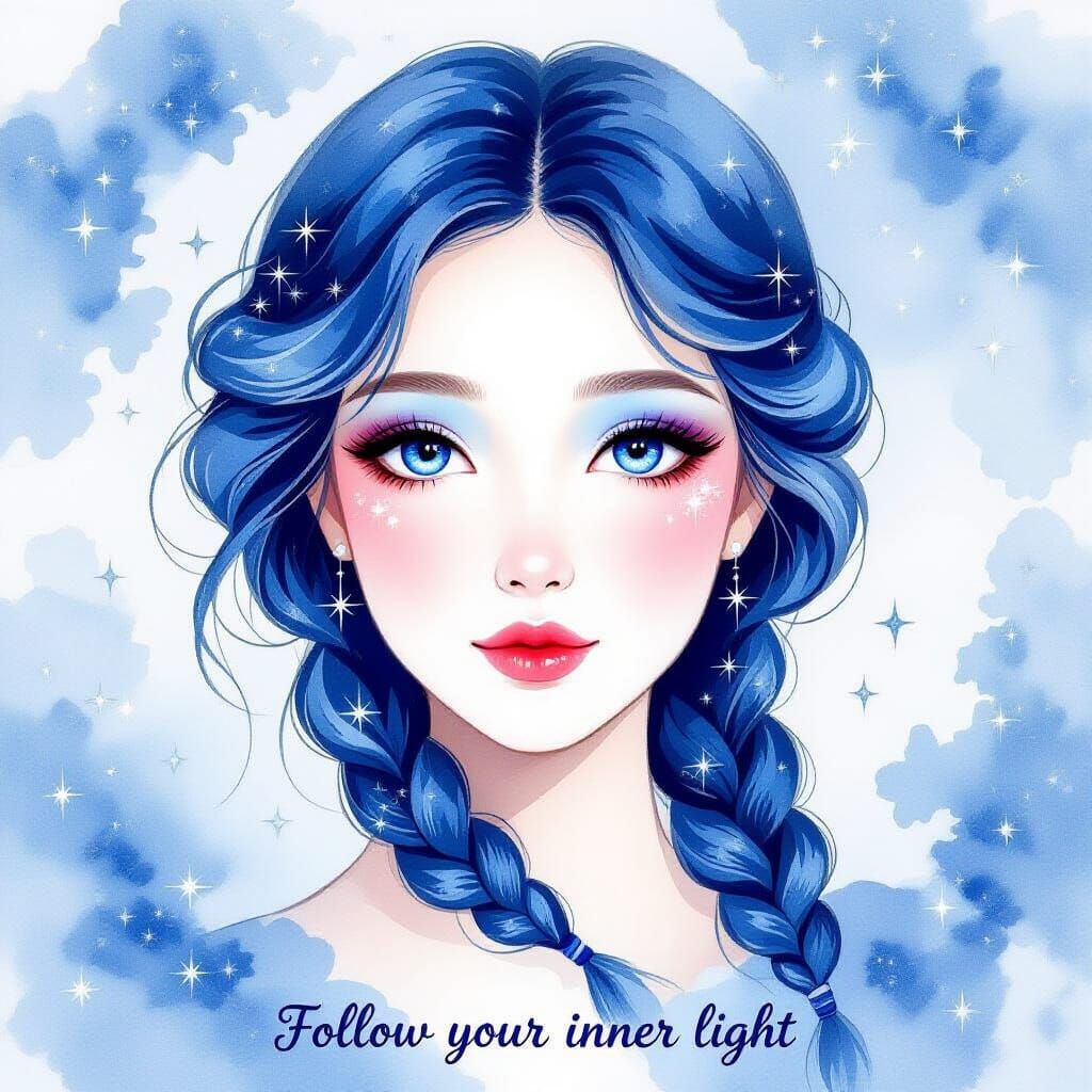 Elegant Blue and White Porcelain Portrait