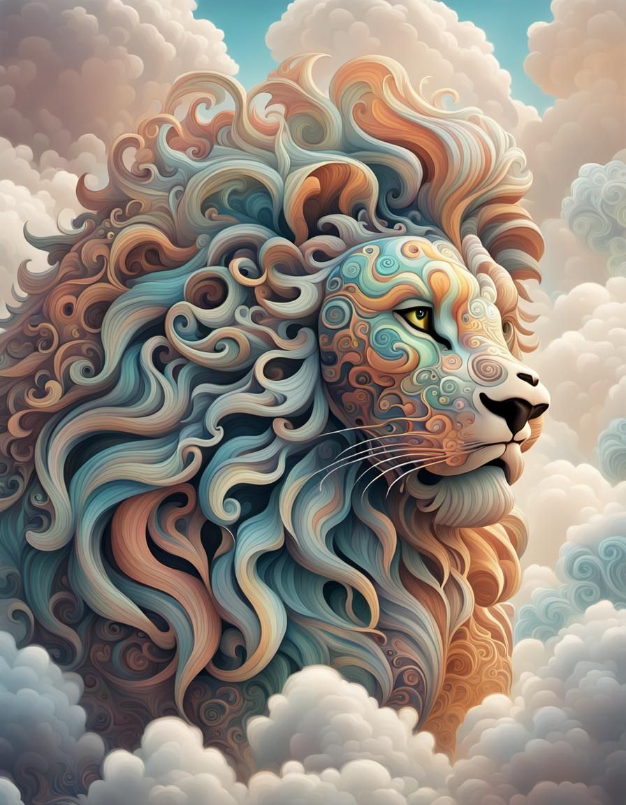Cloud Lion Fractal Abstract in 3D Shading