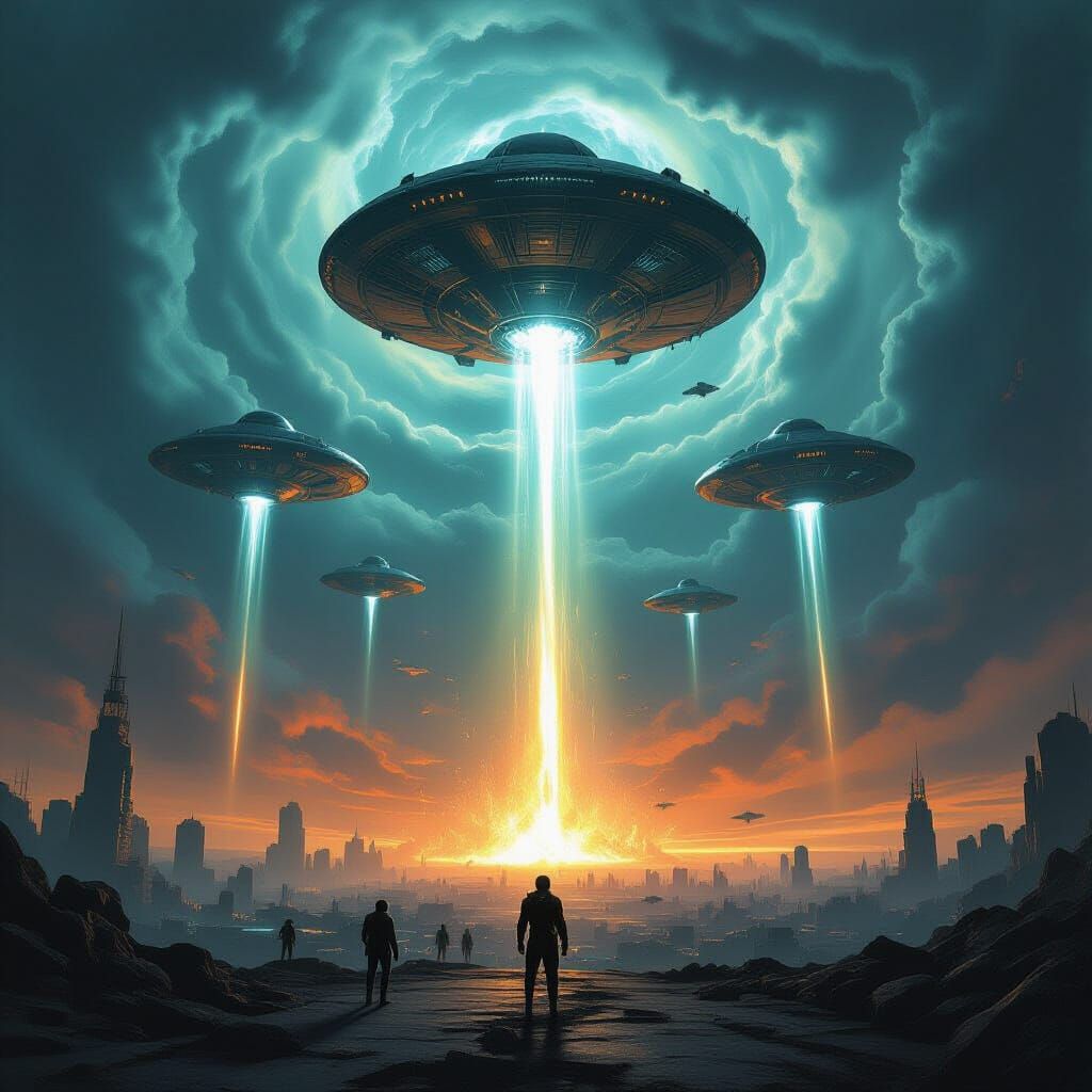Alien Invasion Epic Science Fiction Concept Art