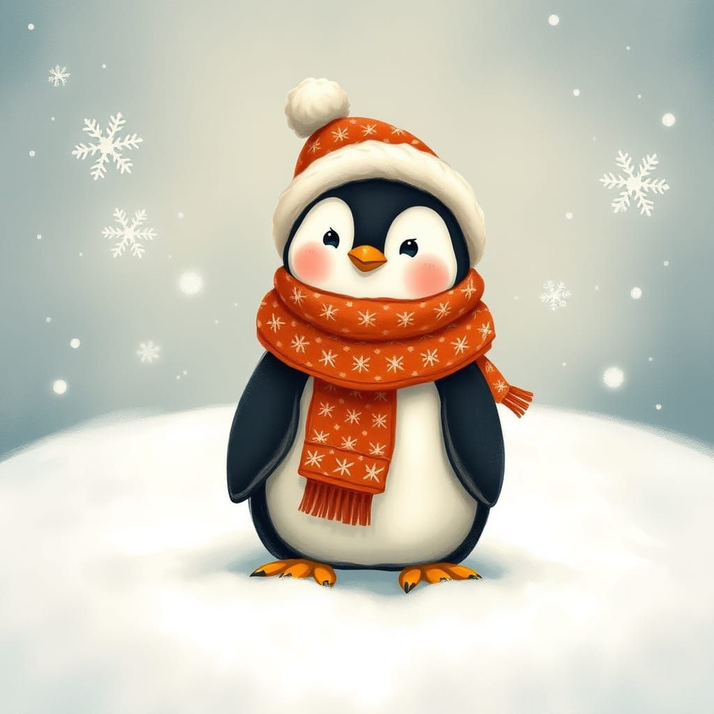 Adorable Penguin in Winter Wonderland