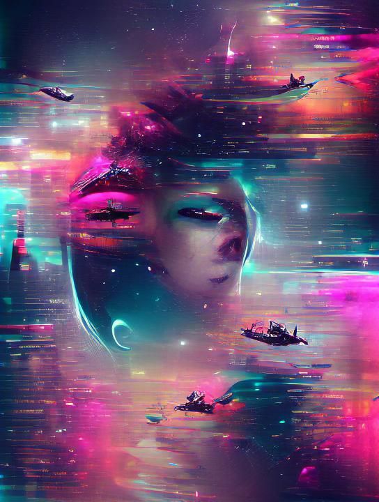 Person Floating in Deep Space