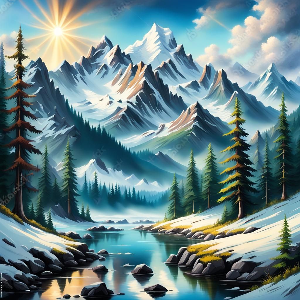 Mystical Mountain Landscape in Epic Style