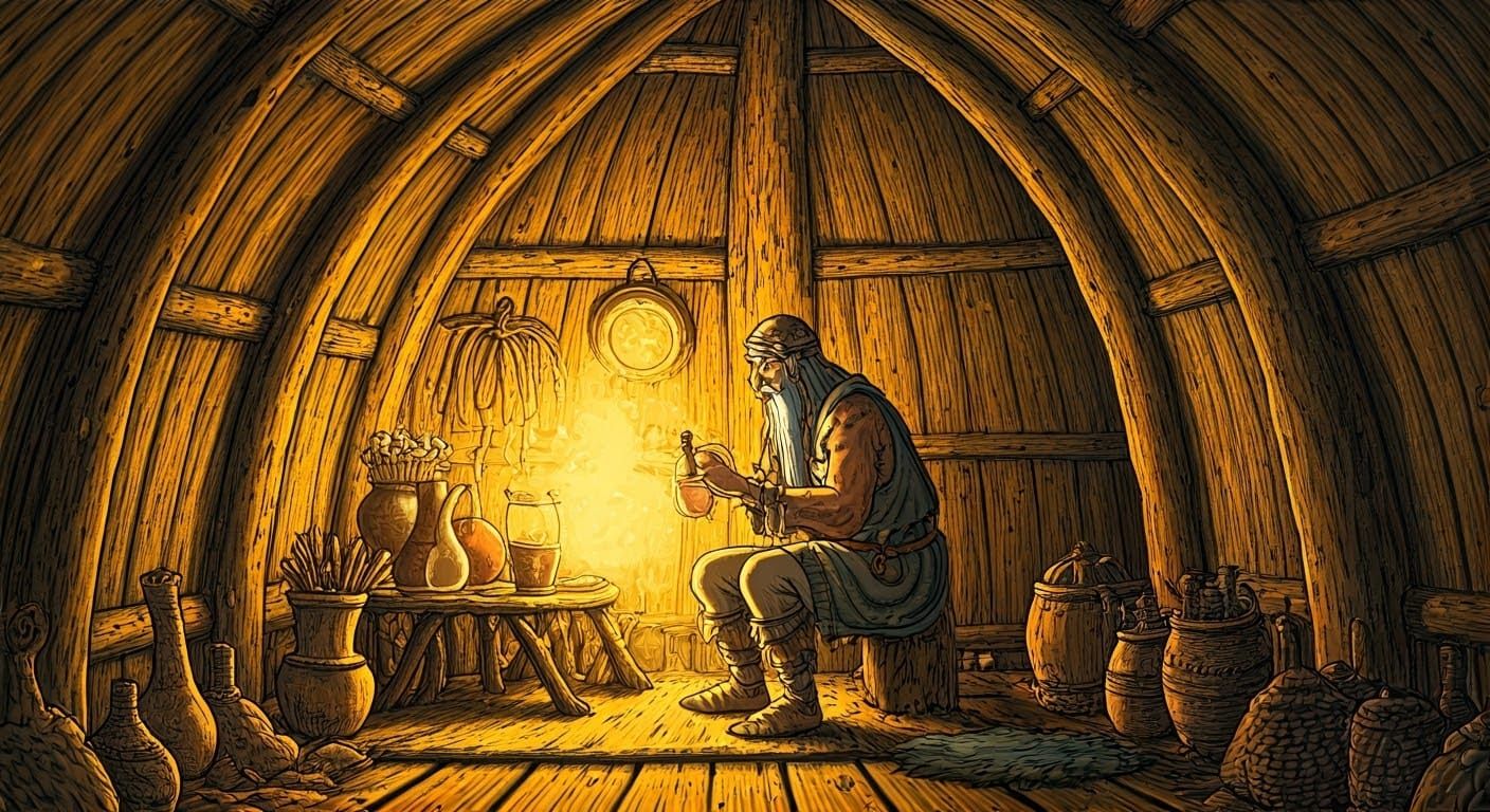 Getafix Brews Magic Potion, Uderzo Style