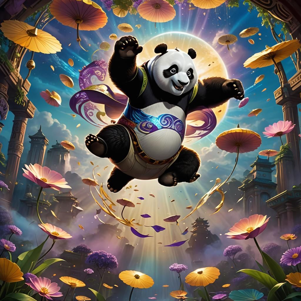 Mystical Panda with Holographic Magic Eye Effect