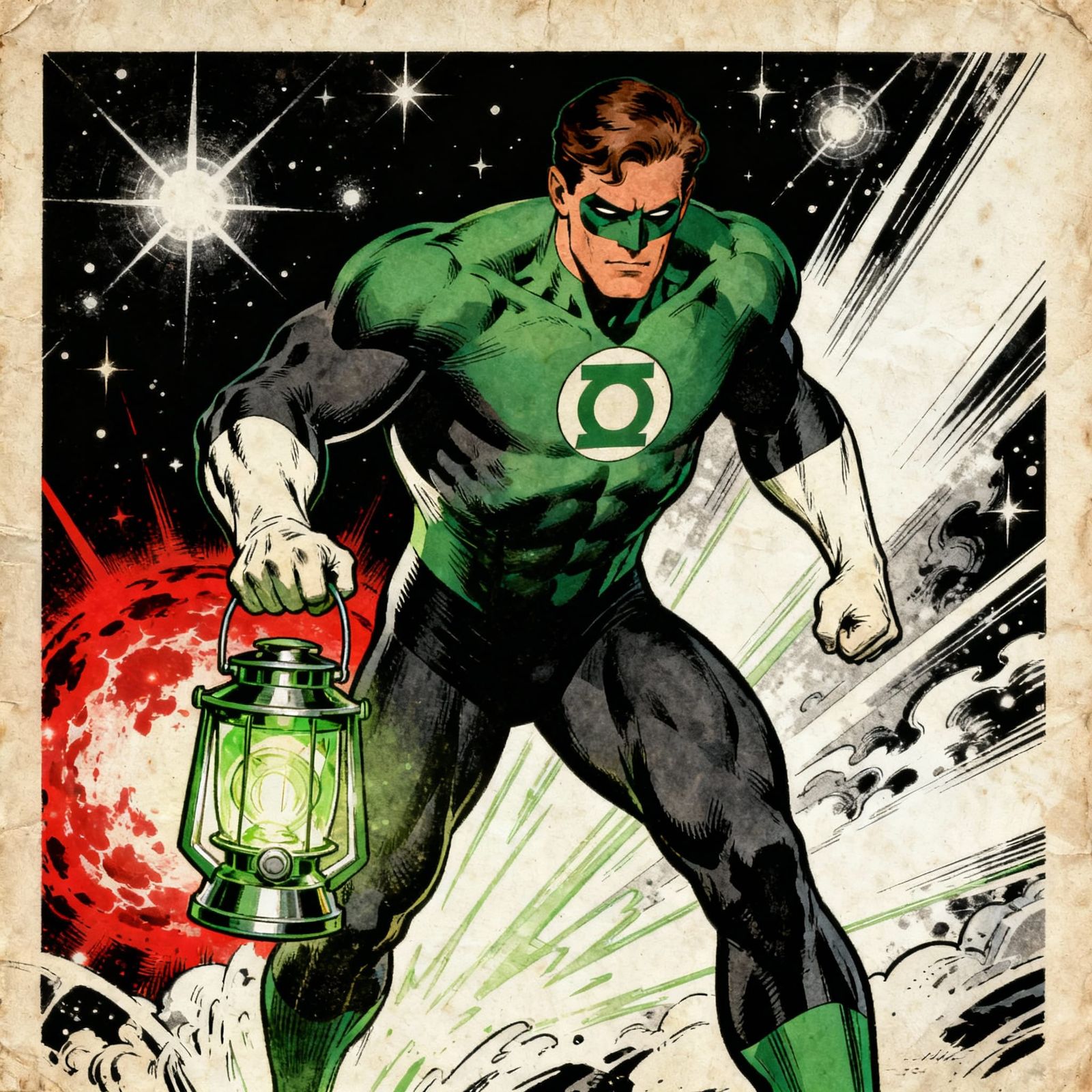 Green Lantern Unleashes Cosmic Shockwave in Pulp Style