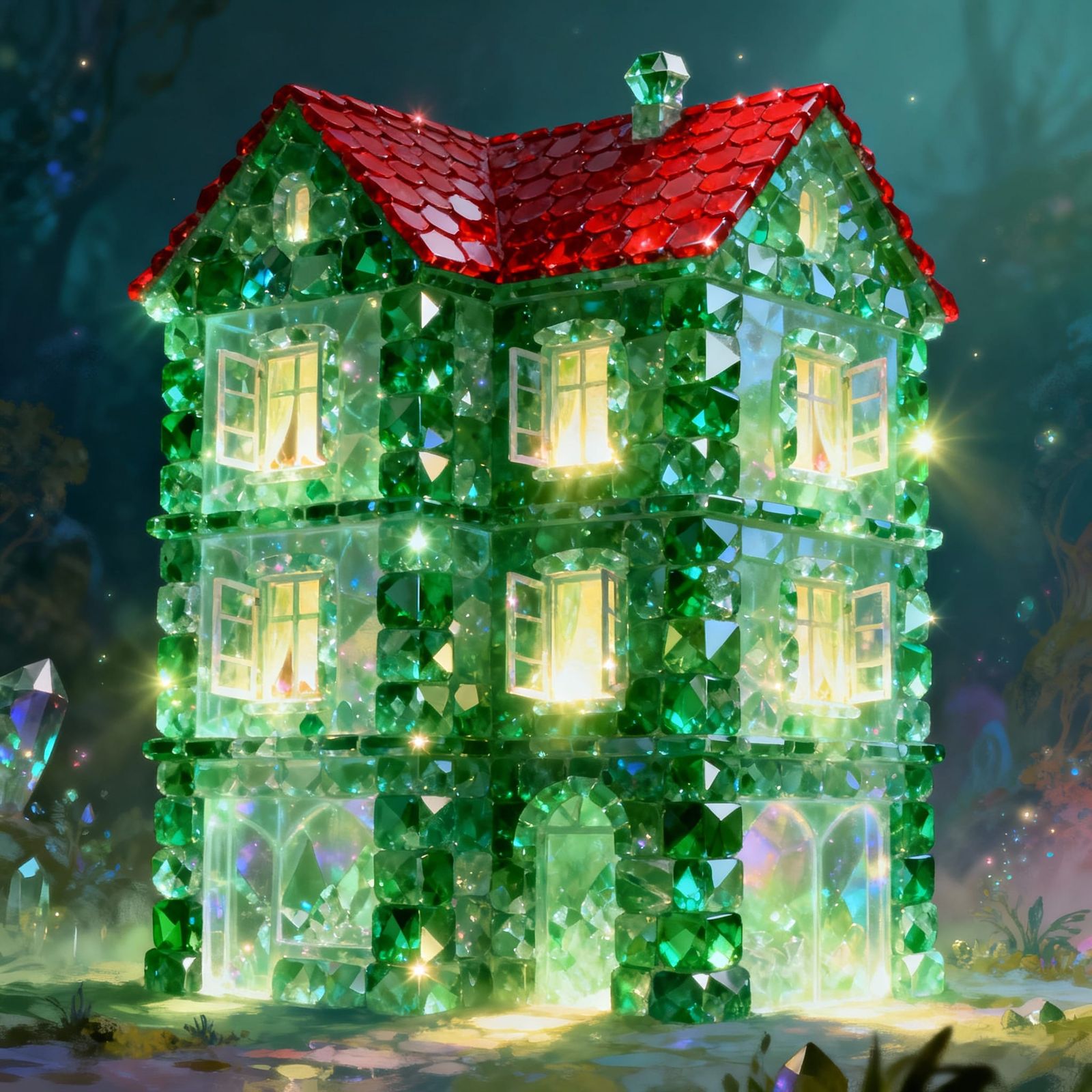 Luminous Gemstone Townhouse with Ruby Roof