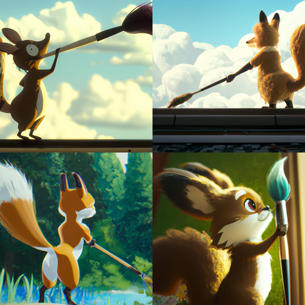 Animal with Paintbrush Tail in Anime Style