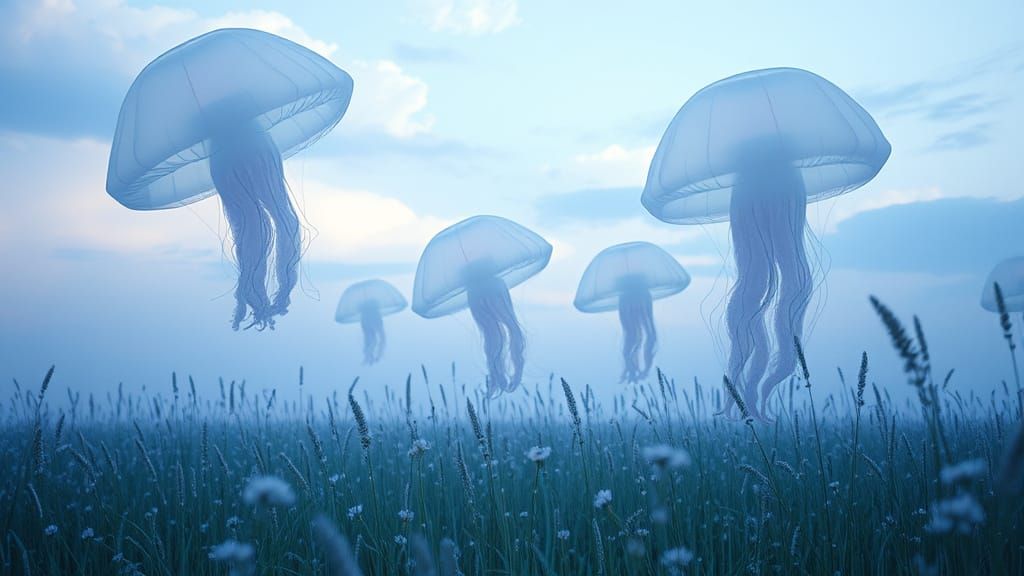 Ethereal Jellyfish Float in Dreamcore Meadow