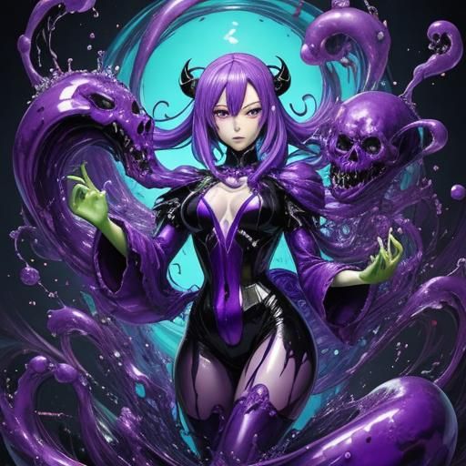 Toxic Anime Girl Made of Purple Goo