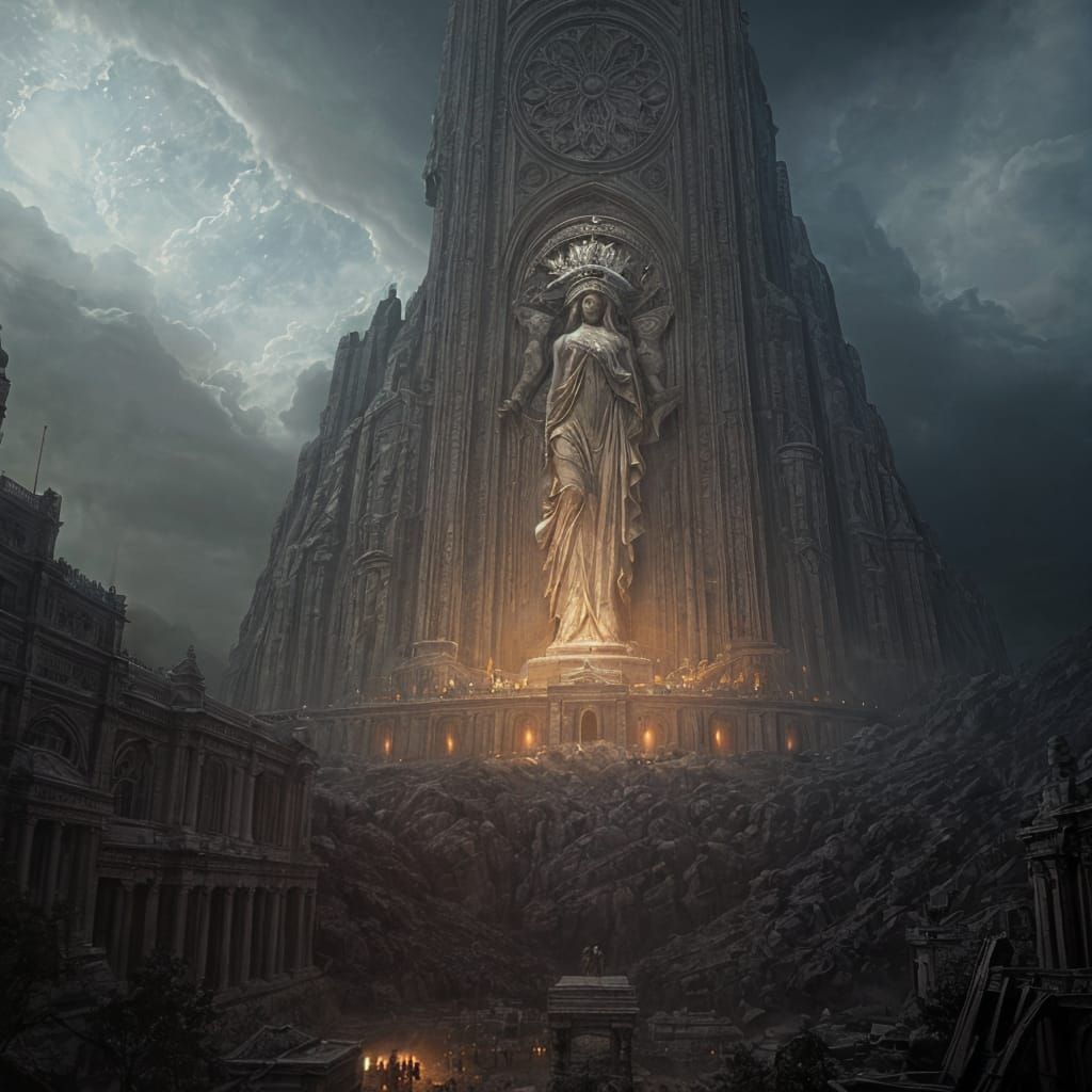 Sinister Temples of Mount Olympus in Cosmic Horror Style