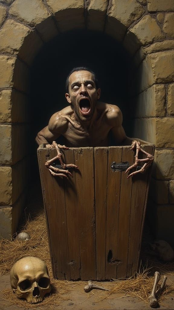 Baroque Oil Painting of Resurrection in Crypt