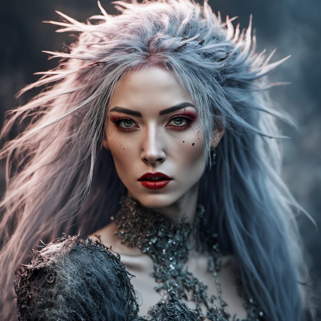 Woman with Red Hair in Surrealist Portrait