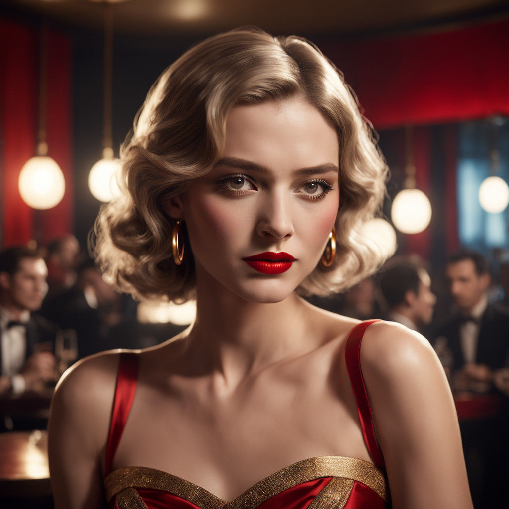 Vivacious 1930s Siren in Smoky Jazz Club Setting, in Hyperre...