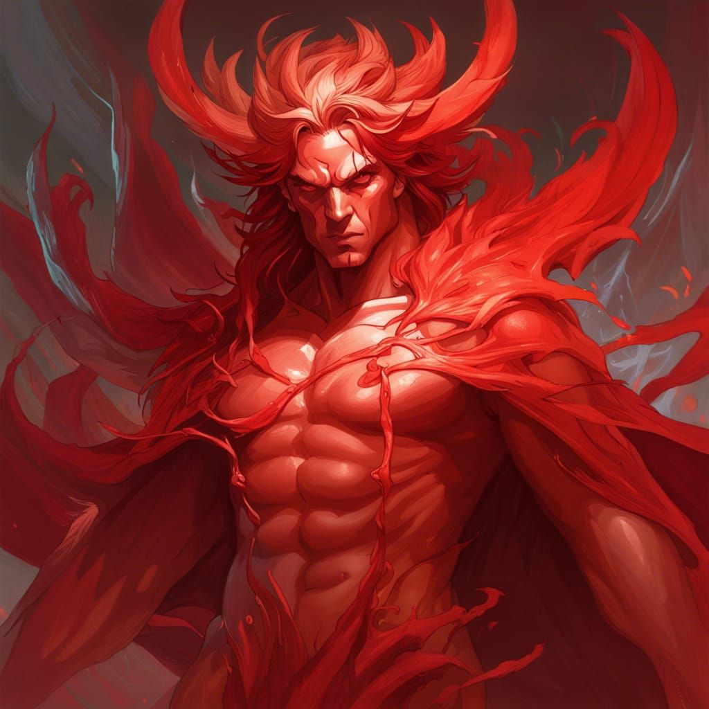 Red Demon Lord with Ethereal Form, Digital Art