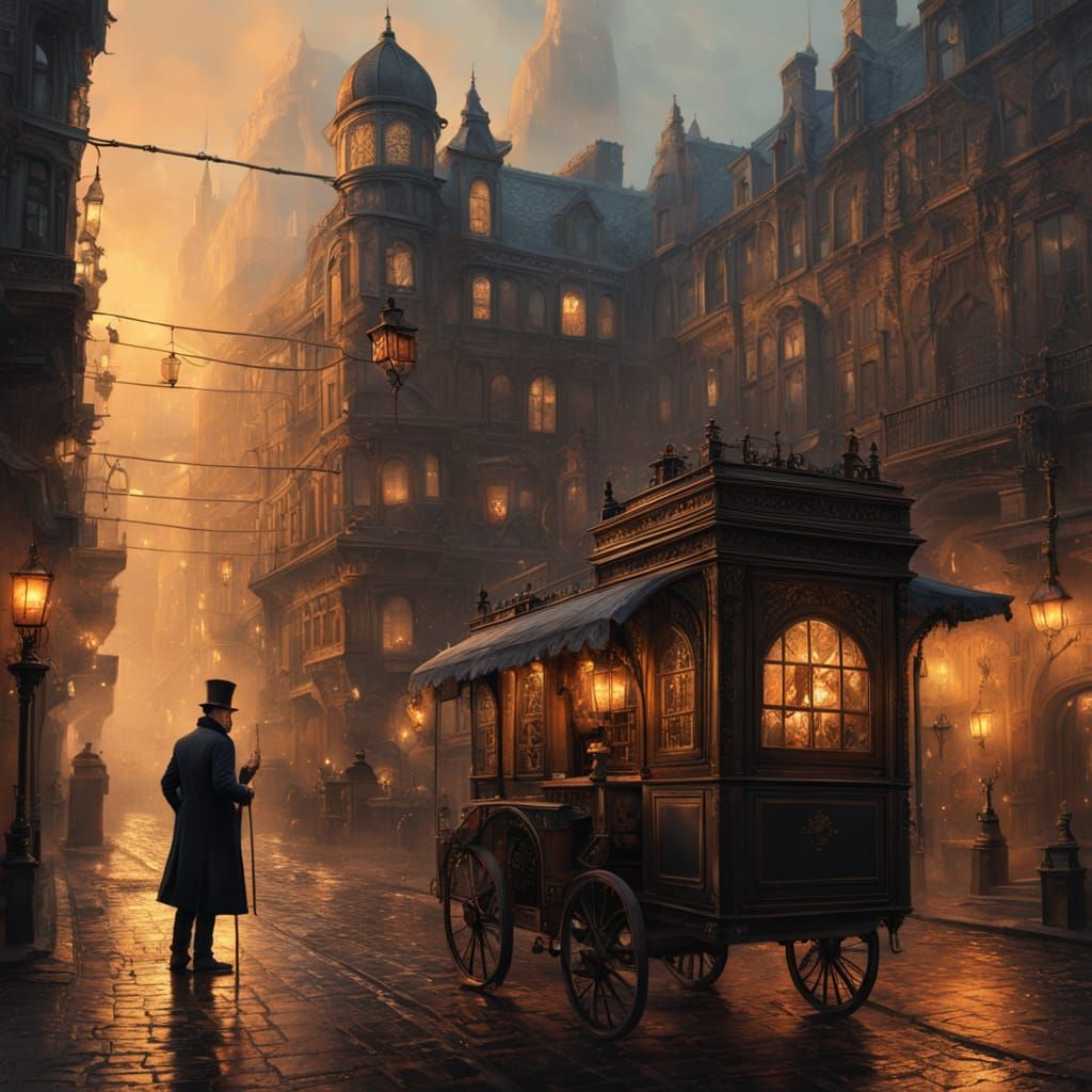 Steampunk Gentleman on Victorian Street