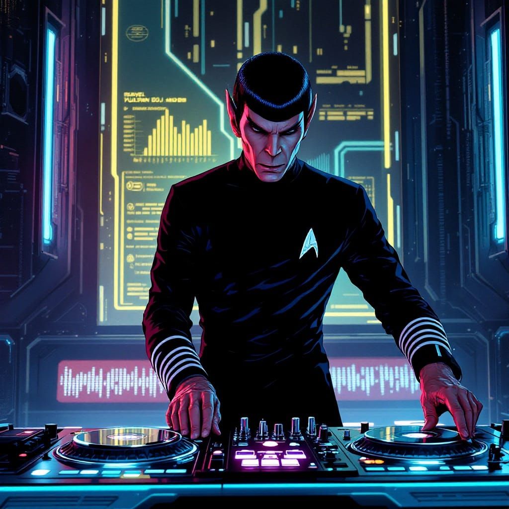 Futuristic DJ Spock: A Vulcan's Cosmic Beat