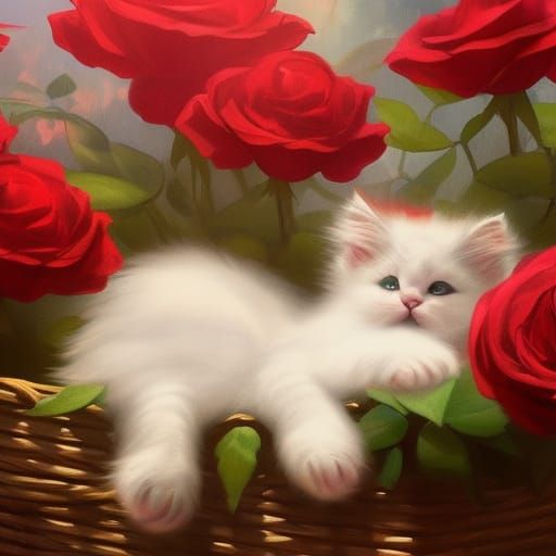 Kitten in Red Roses Concept Art