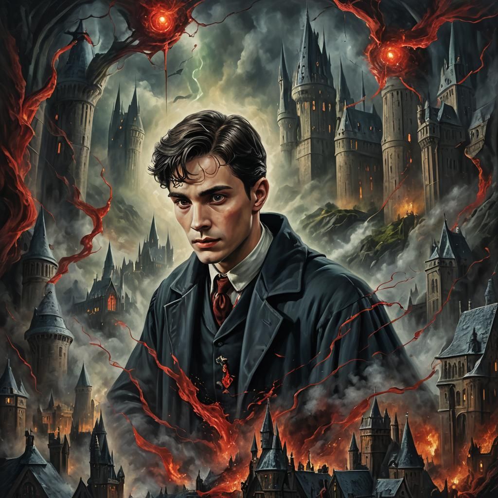 Ethereal Tom Riddle as Oil Painting from Hogwarts Era