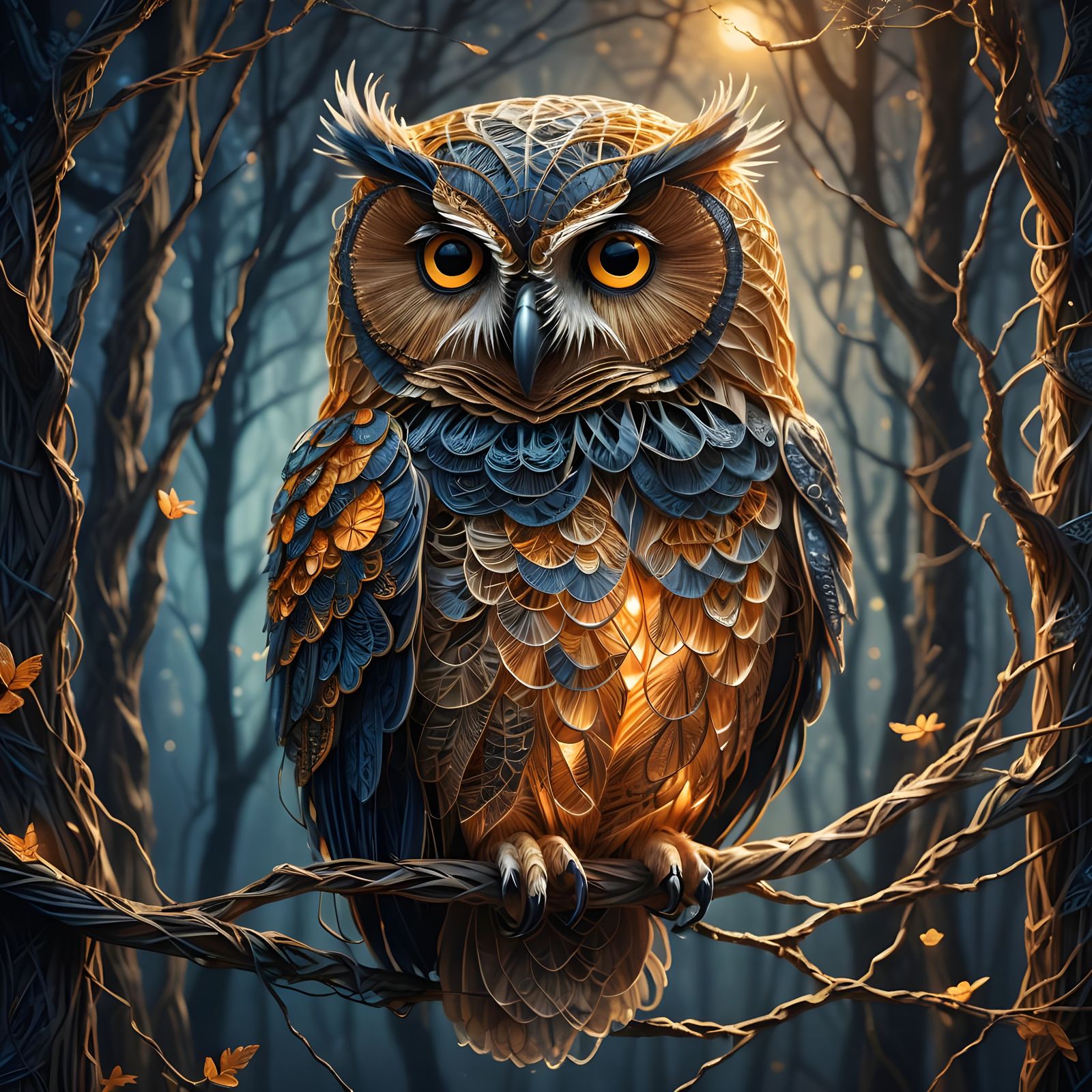 Fantastical String Art Owl in Deep Color