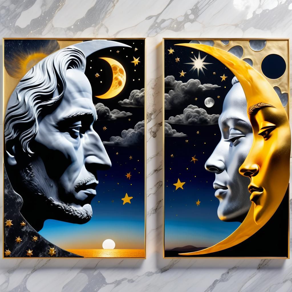Day and Night Face Split, Matte Painting