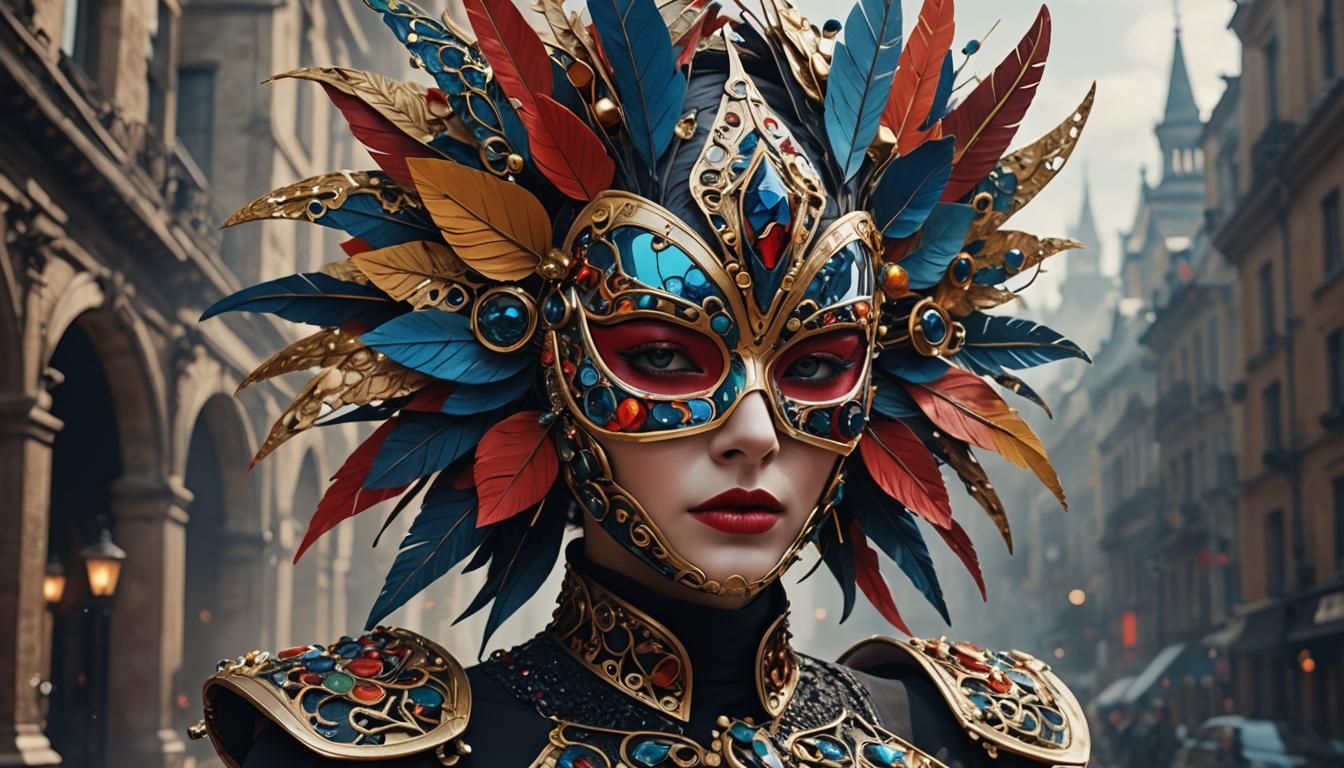 High-Fashion Avant-Garde Mask in Detailed Matte Painting