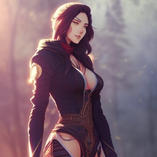 Detailed Portrait of Woman in Digital Art Style