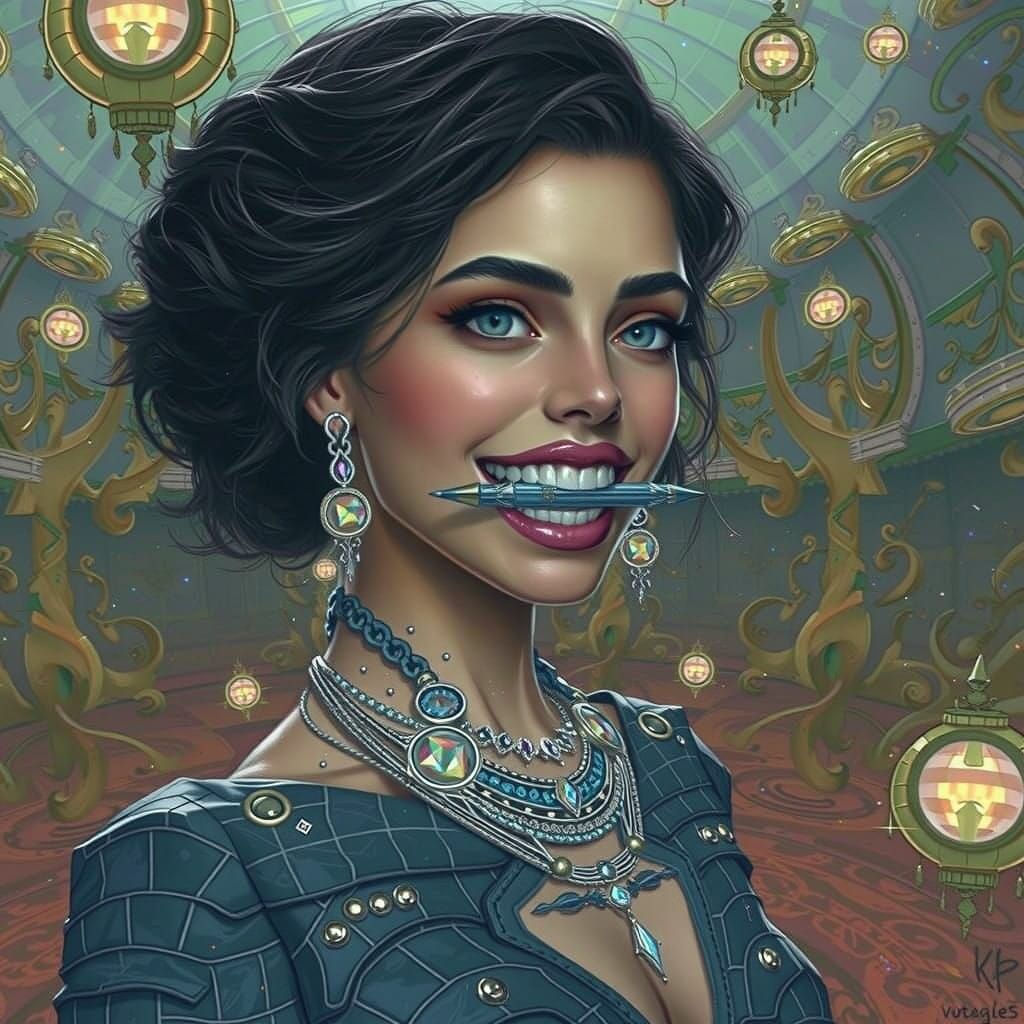 Ethereal Woman in Futuristic Vortex