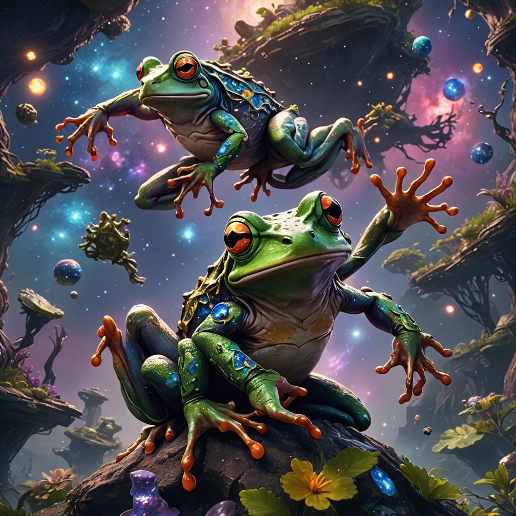 Fantastical Galaxy Frog Concept Art in Deep Color