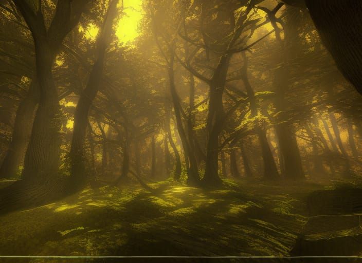 Otherworldly Forest with Fractal Leaves in 3D