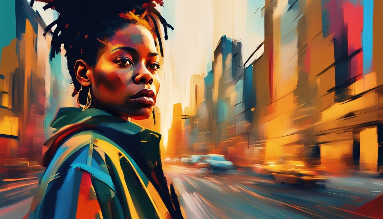 Vibrant Abstract Digital Art of Confident Woman